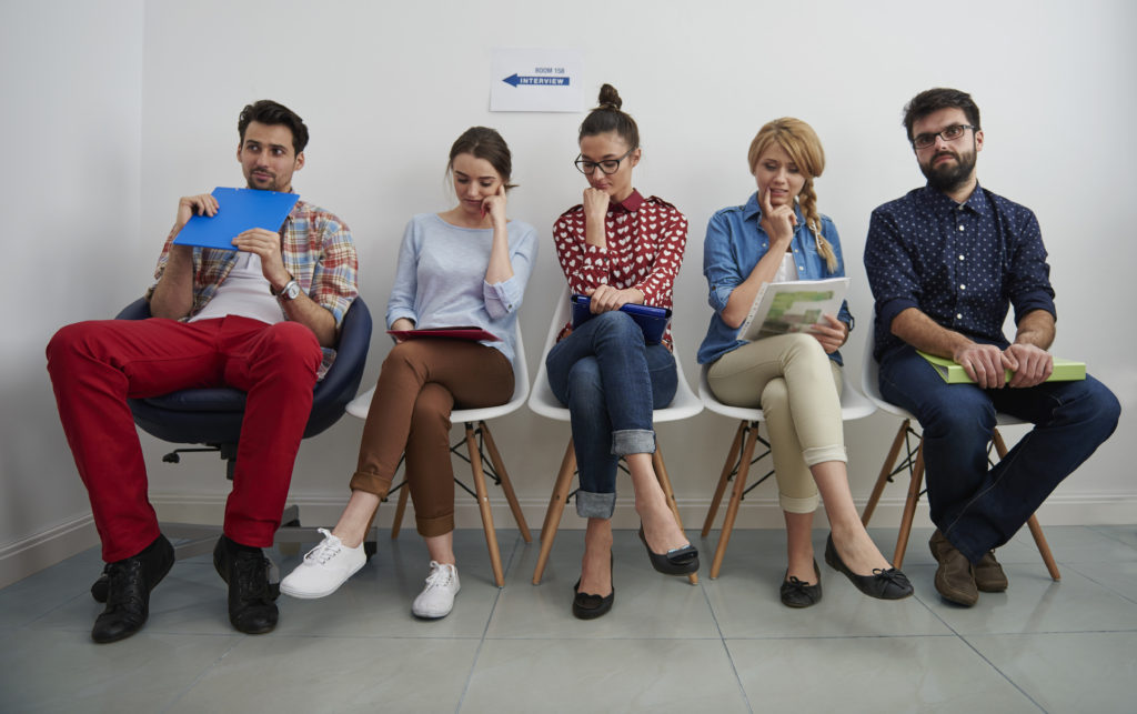 Fila de candidatos em recrutamento